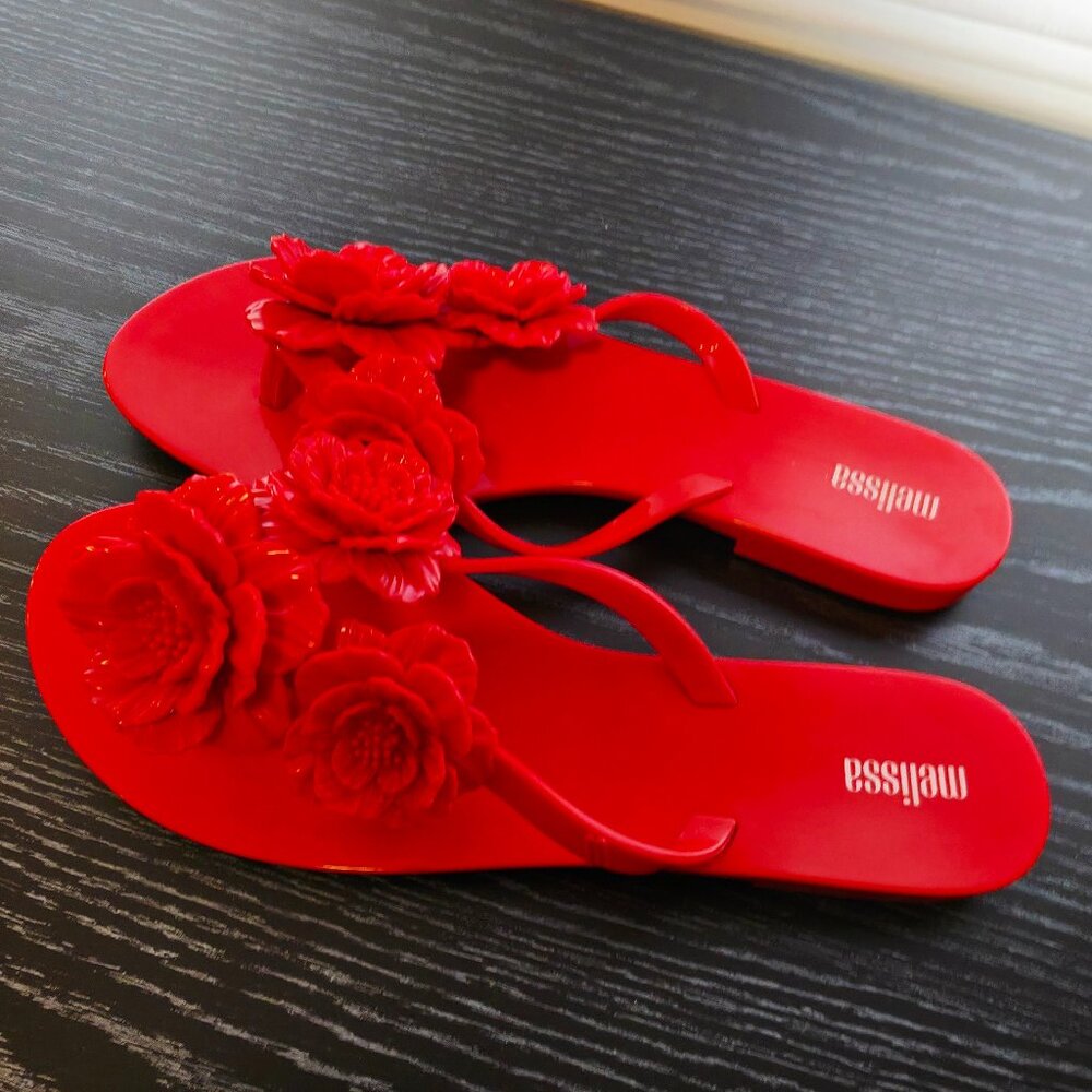 Melissa Harmonic Springtime Red Flip Flops